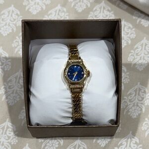 Elegant Gold and Blue Women's Watch Folio